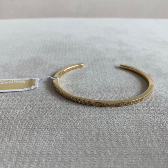 NWT Michael Kors Gold Open Cuff Pave Bracelet - Picture 1 of 4